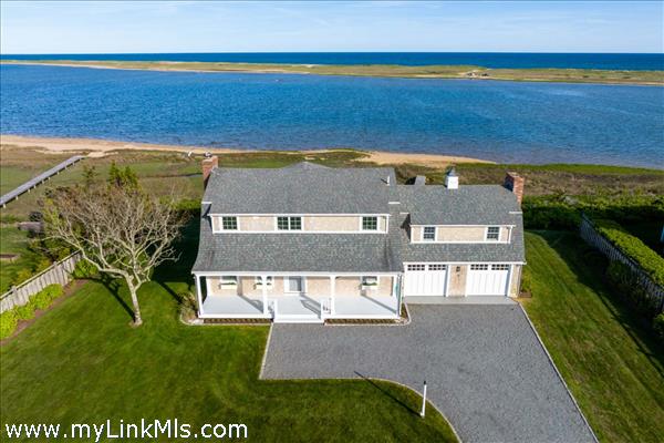 103 Edgartown Bay Road aerial view with Katama Bay and South Beach