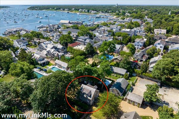 Aerial view of house with proximity to Edgartown harbor