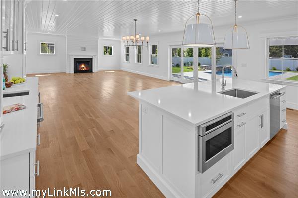 Great room overlooking pool area