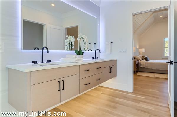 ... bathroom with floating double vanity