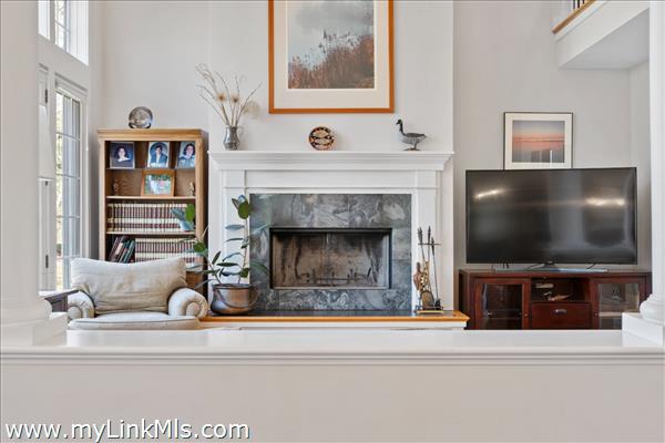 Grand central living room with fireplace