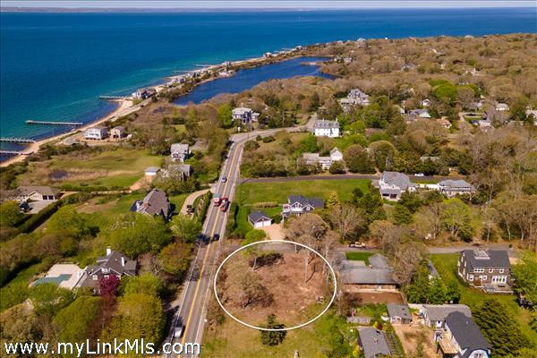 corner lot circle estimates lot area. Lot is close to beaches & town