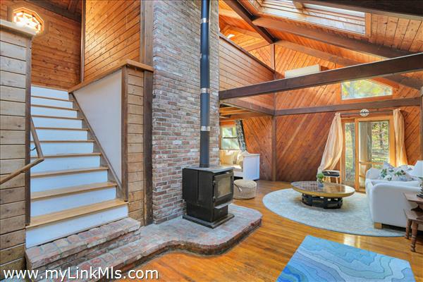 Cozy Living Area with Wood Burning Stove