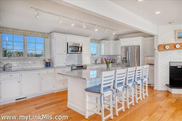 Open kitchen with large island with ample seating