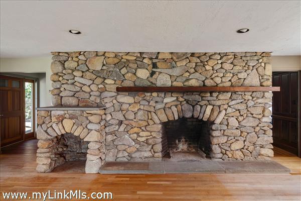 Fieldstone fireplace