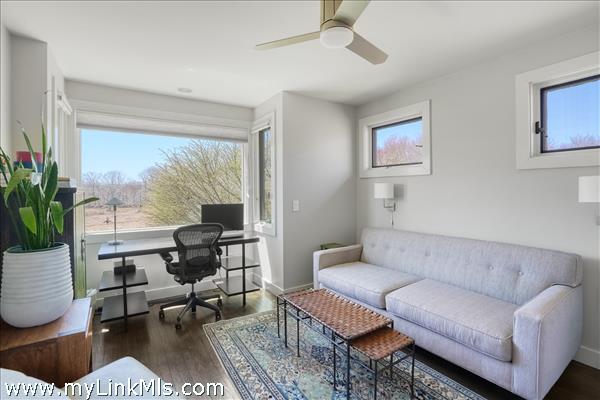 One of the three bedrooms is currently set up as an office.