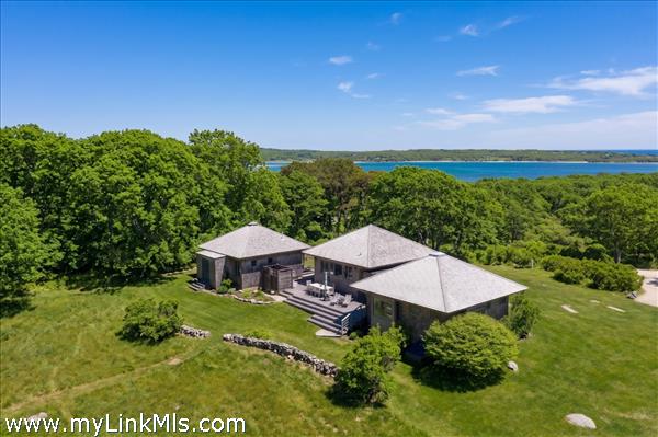 Elegant architectural five bedroom home on 4.5 acres in Aquinnah.