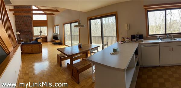 Open kitchen, dining and living room.