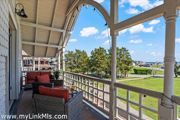 View from the balcony toward the village and ferry dock