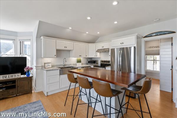 Interior with renovated kitchen and center island