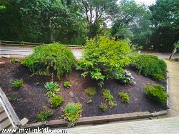 view off porch over garden area