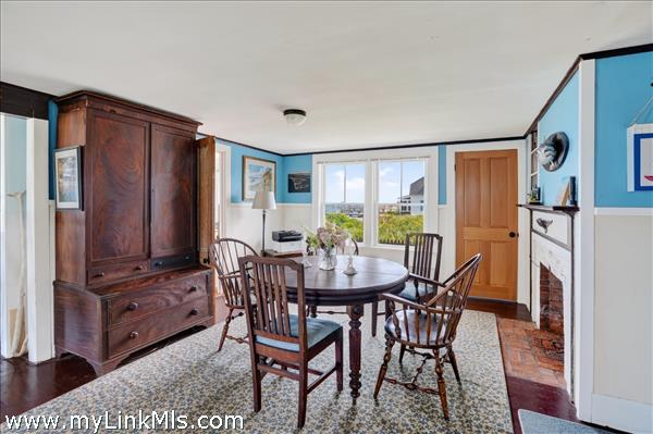 Dining area with fireplace