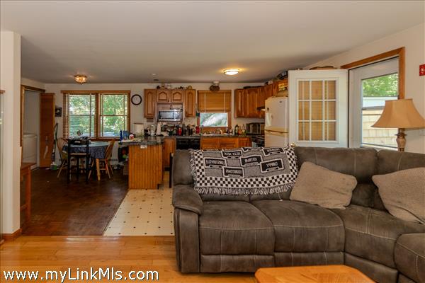 Open Living room, kitchen, dining room