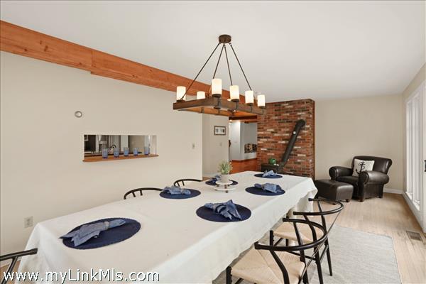 Dining room with wood stove
