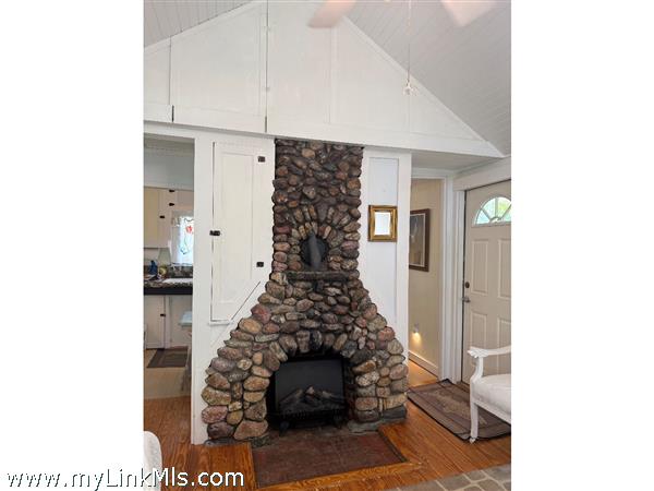 Beach stone fire place